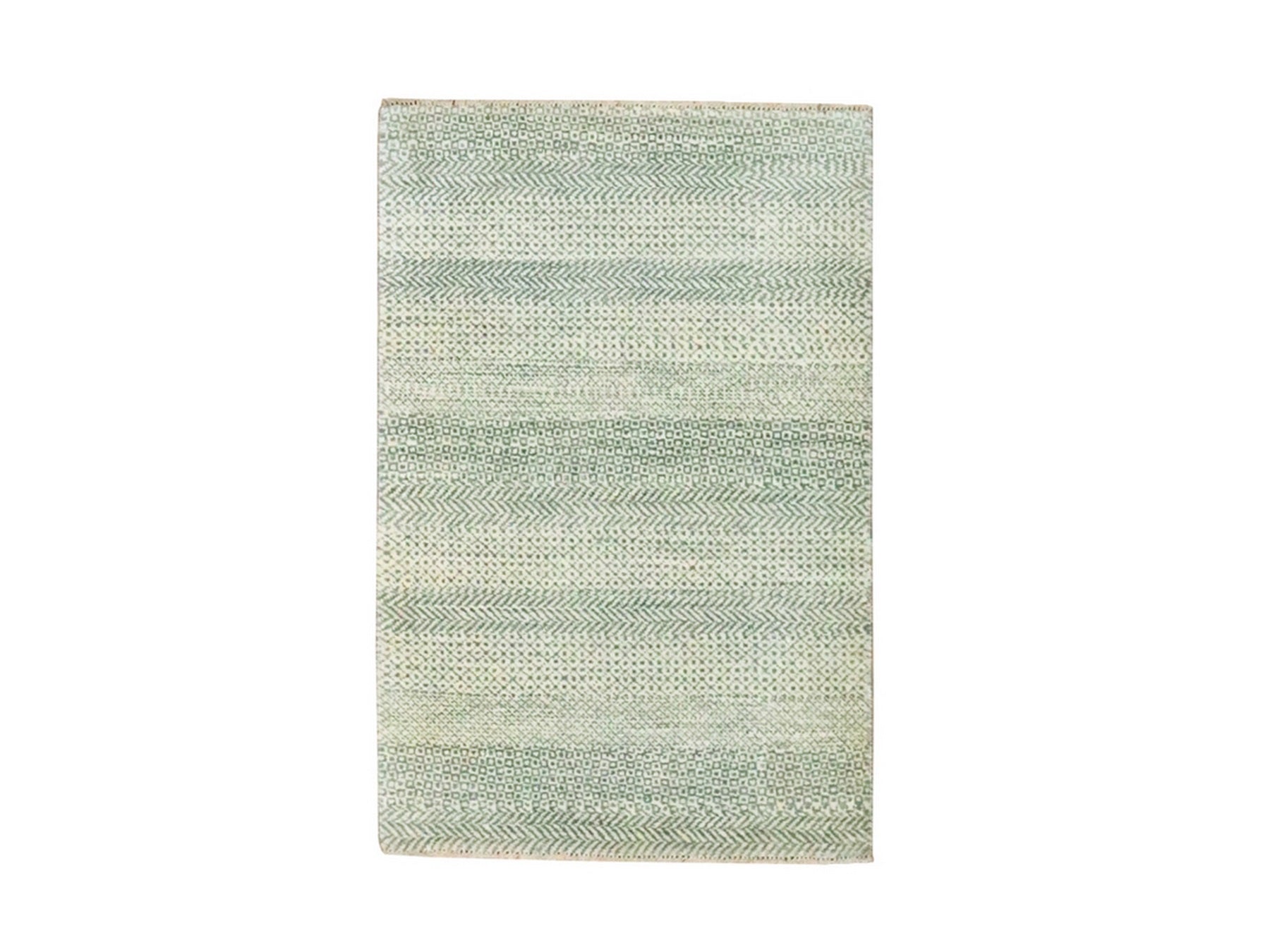 Beige 2'0" x 3'0" Modern and Contemporary Hand knotted Wool Rug - Sku: O076595