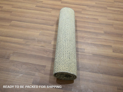 Beige 2'0" x 3'0" Modern and Contemporary Hand knotted Wool Rug - Sku: O076595