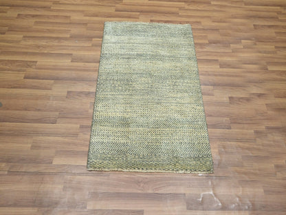 Beige 2'0" x 3'0" Modern and Contemporary Hand knotted Wool Rug - Sku: O076596
