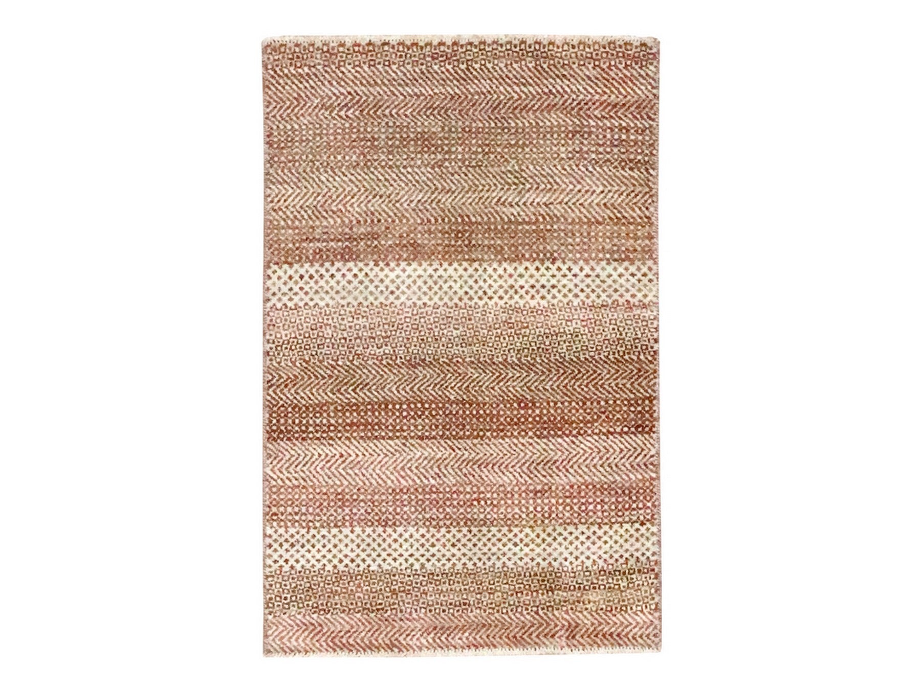 Modern / Contemporary hand-knotted wool/silk rug in Red, 2' x 3' — SKU O076597