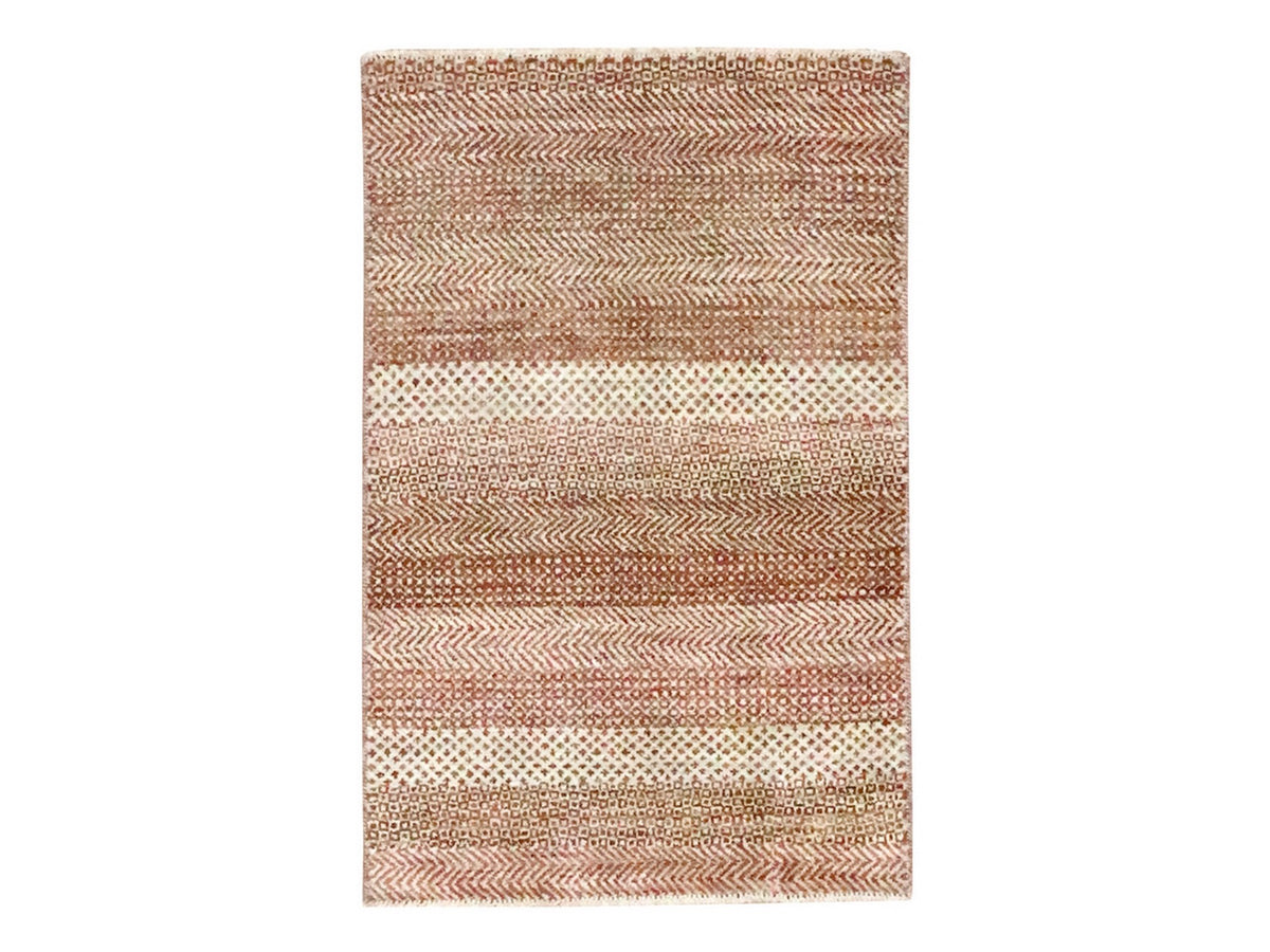 Modern / Contemporary hand-knotted wool/silk rug in Red, 2' x 3' — SKU O076597