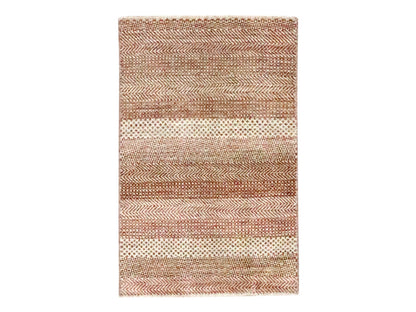 Modern / Contemporary hand-knotted wool/silk rug in Red, 2' x 3' — SKU O076597