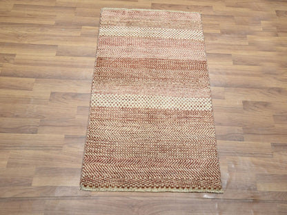 Modern / Contemporary hand-knotted wool/silk rug in Red, 2' x 3' — SKU O076597 (view 2)