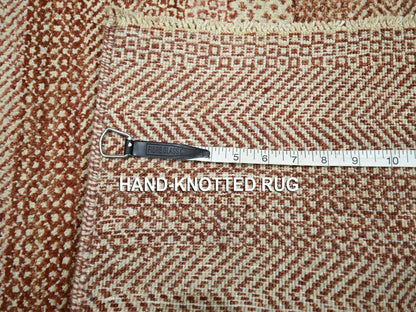 Modern / Contemporary hand-knotted wool/silk rug in Red, 2' x 3' — SKU O076597 (view 4)