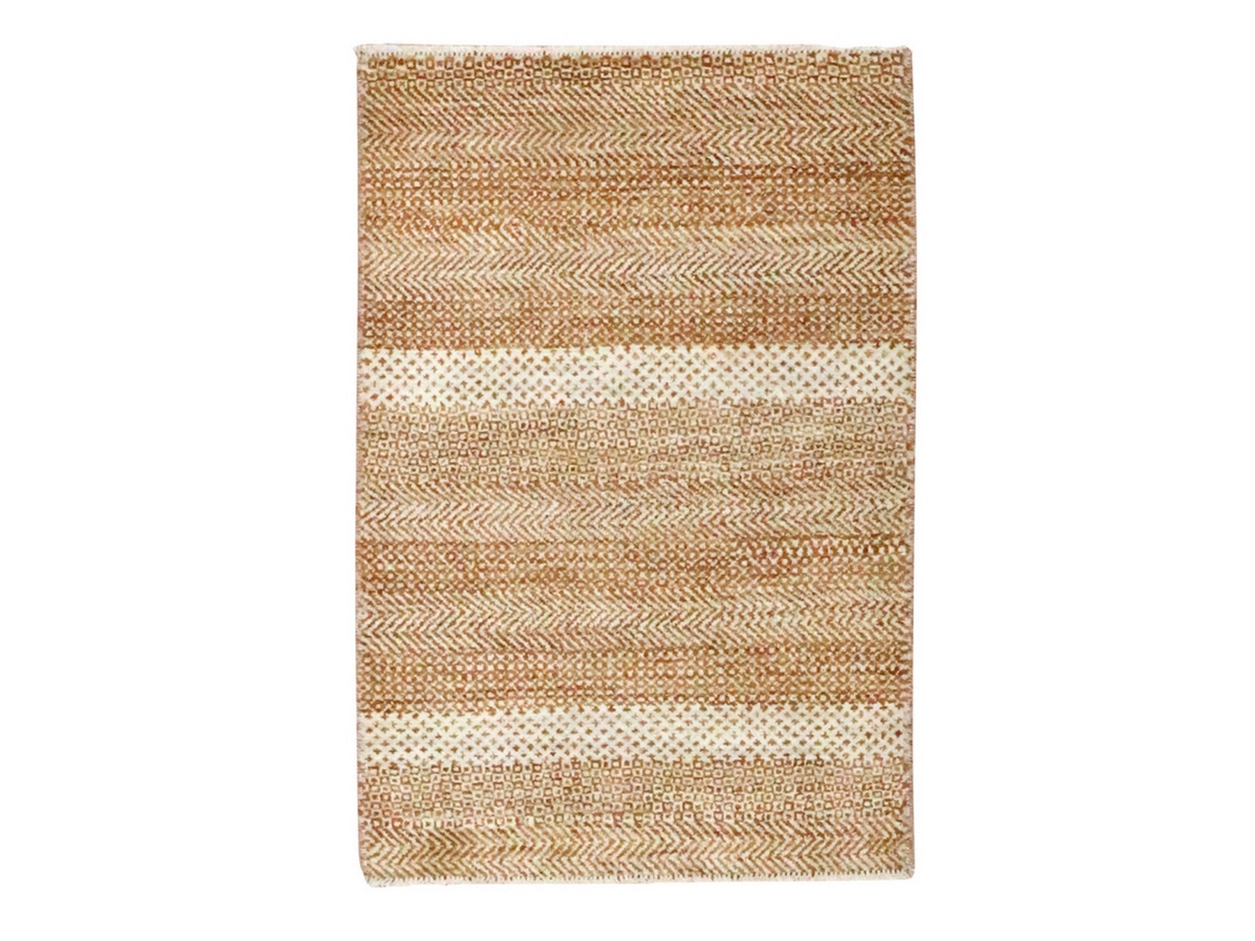Modern / Contemporary hand-knotted wool/silk rug in Red, 2' x 3' — SKU O076598