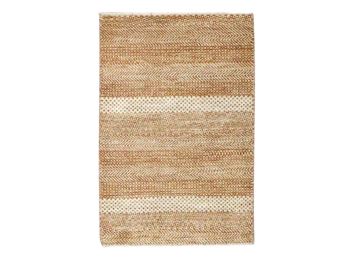 Modern / Contemporary hand-knotted wool/silk rug in Red, 2' x 3' — SKU O076598