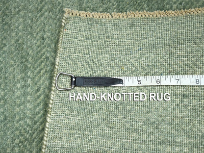 Green 2'0" x 3'0" Modern and Contemporary Hand knotted Wool Rug - Sku: O076600