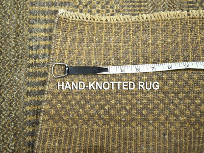 Brown 2'0" x 3'0" Modern and Contemporary Hand knotted Wool/Silk Rug - Sku: O076605