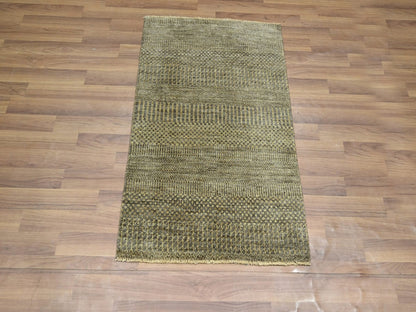 Brown 2'0" x 3'0" Modern and Contemporary Hand knotted Wool Rug - Sku: O076606