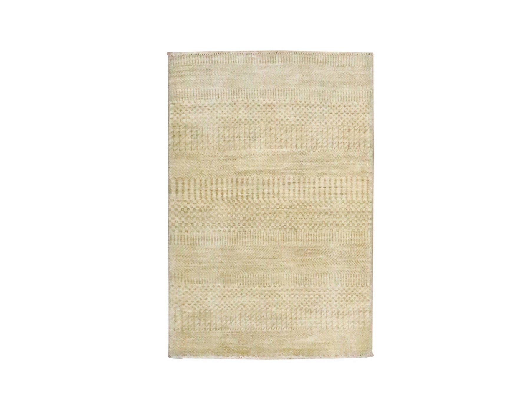 Beige 2'0" x 3'0" Modern and Contemporary Hand knotted Wool Rug - Sku: O076607