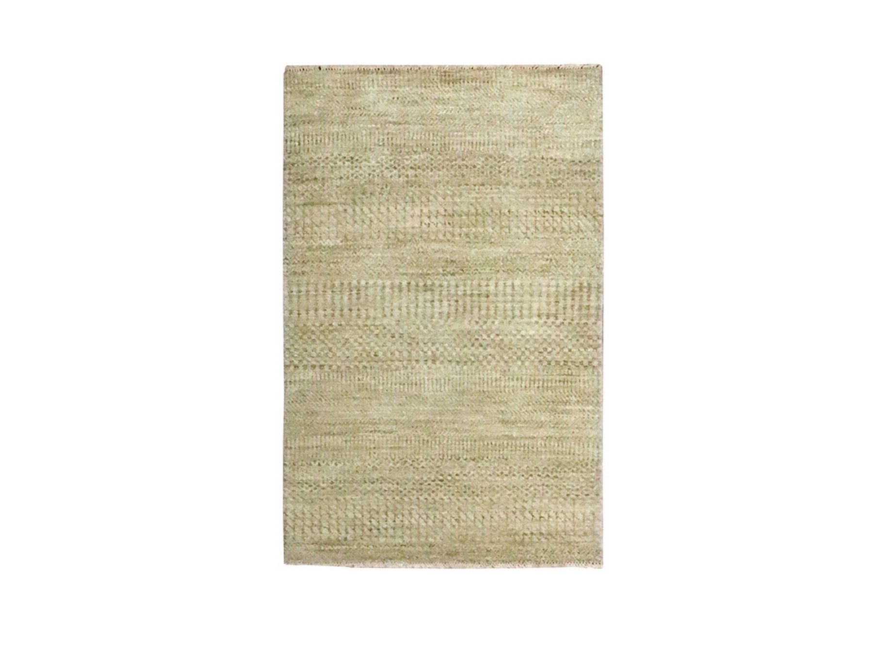 Beige 2'0" x 3'0" Modern and Contemporary Hand knotted Wool Rug - Sku: O076608