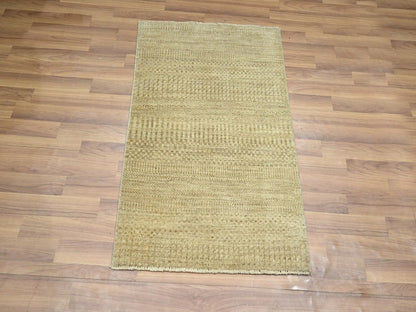 Beige 2'0" x 3'0" Modern and Contemporary Hand knotted Wool Rug - Sku: O076609
