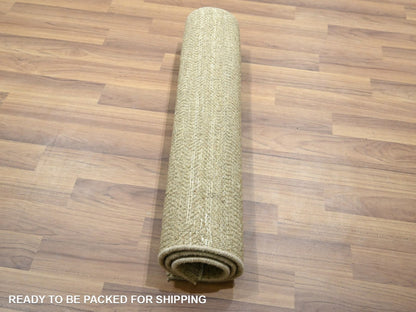 Beige 2'0" x 3'0" Modern and Contemporary Hand knotted Wool Rug - Sku: O076609