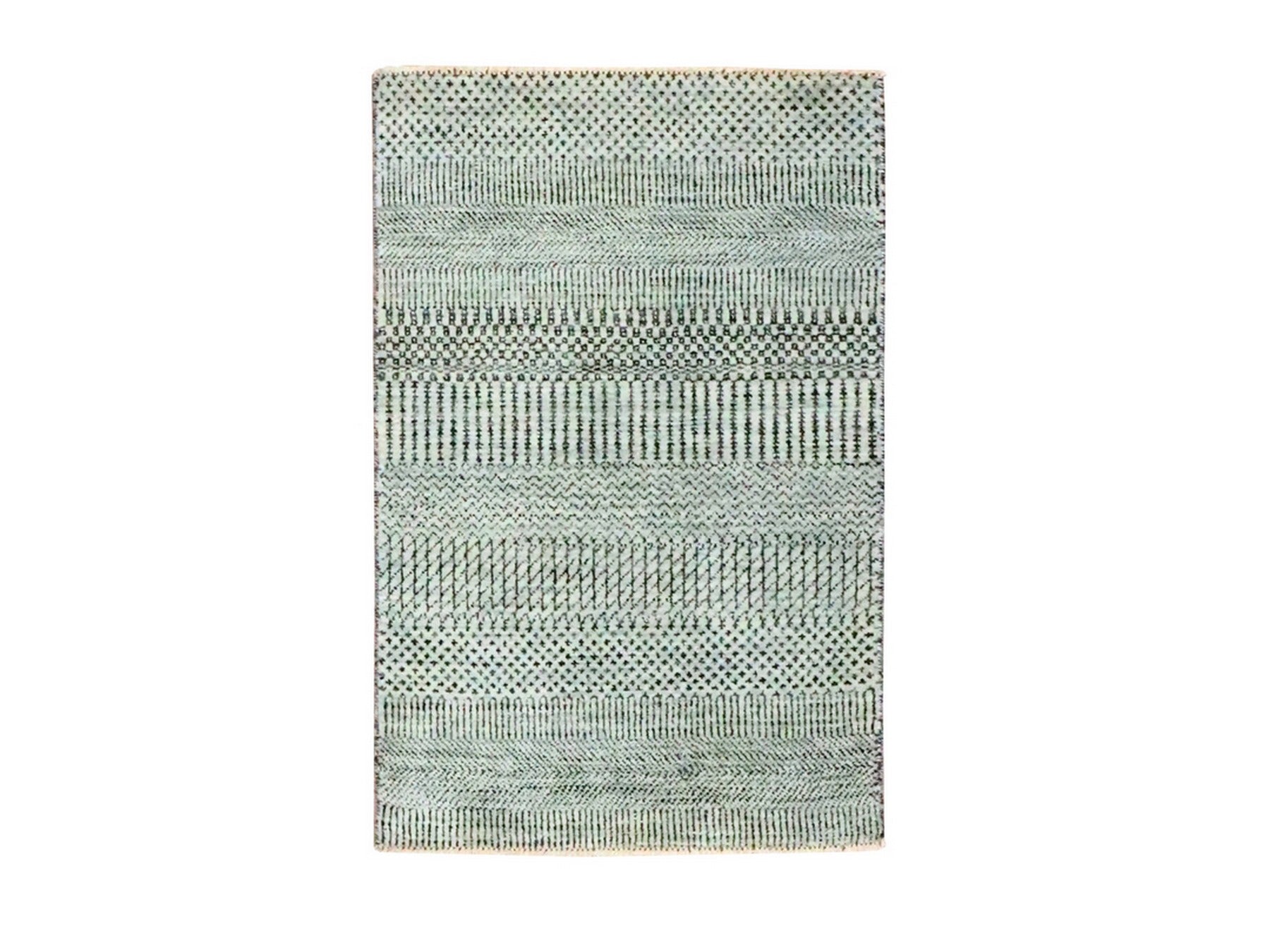 Modern / Contemporary hand-knotted wool rug in Gray, 2' x 3' — SKU O076611