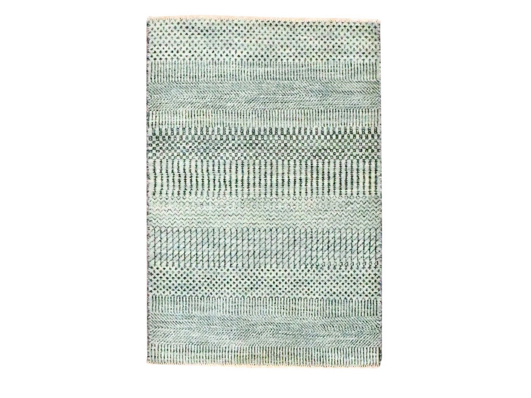 Modern / Contemporary hand-knotted wool rug in Gray, 2' x 3' — SKU O076612