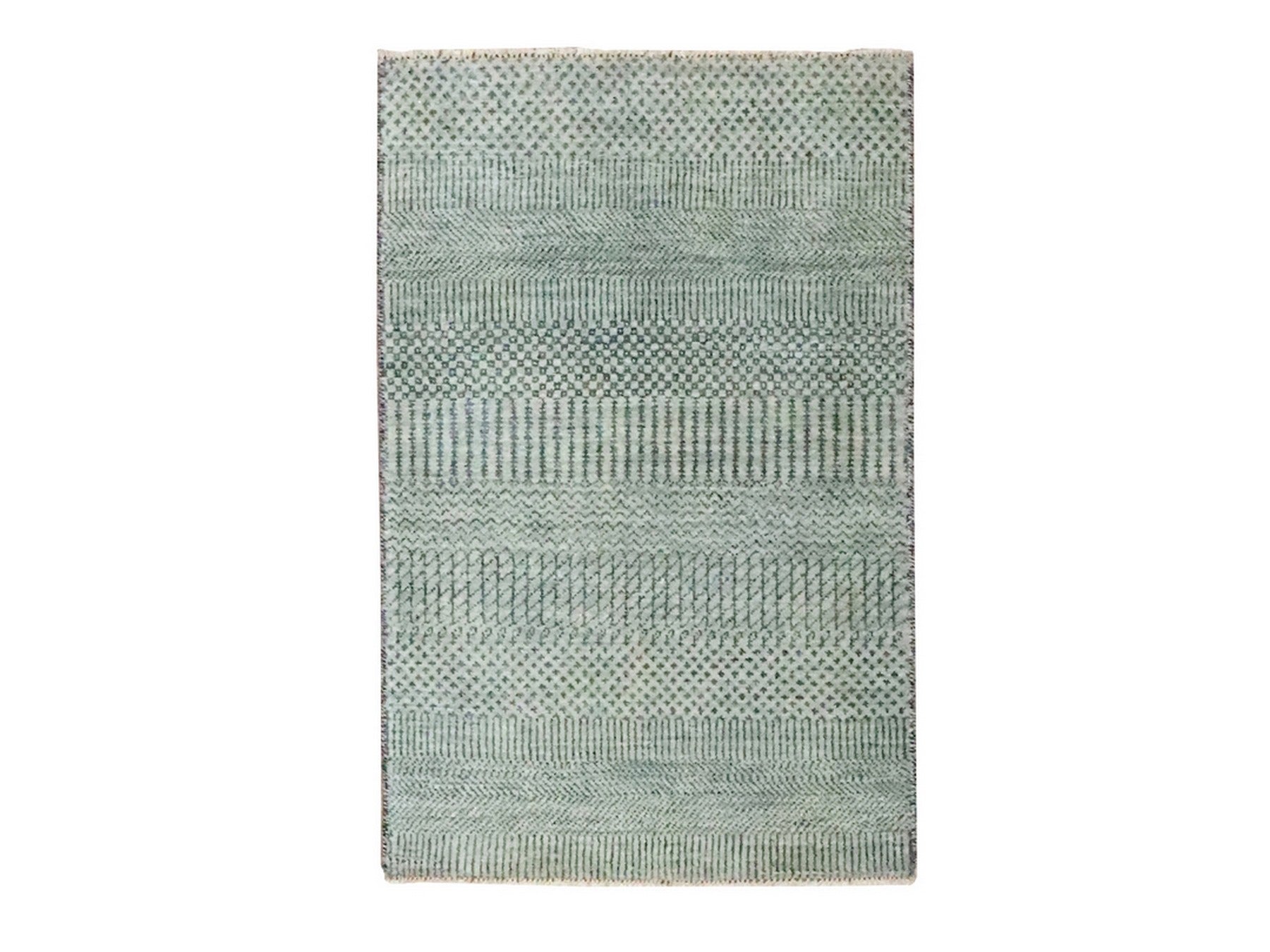 Modern / Contemporary hand-knotted wool rug in Gray, 2' x 3' — SKU O076613