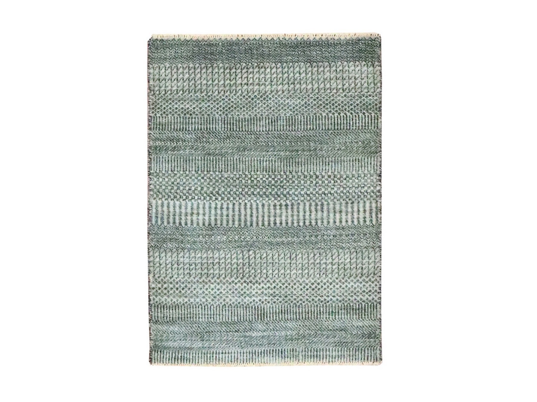 Grey 2'0" x 3'0" Modern and Contemporary Hand knotted Wool Rug - Sku: O076614