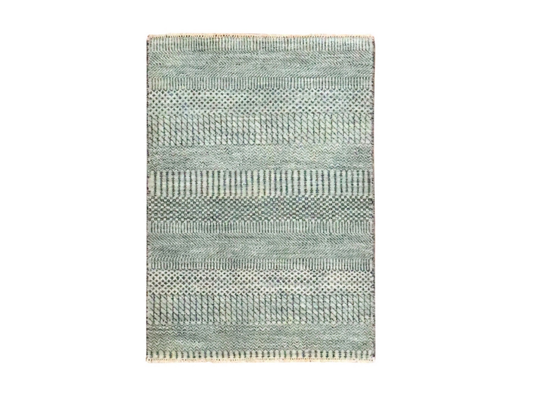Modern / Contemporary hand-knotted wool rug in Gray, 2' x 3' — SKU O076615