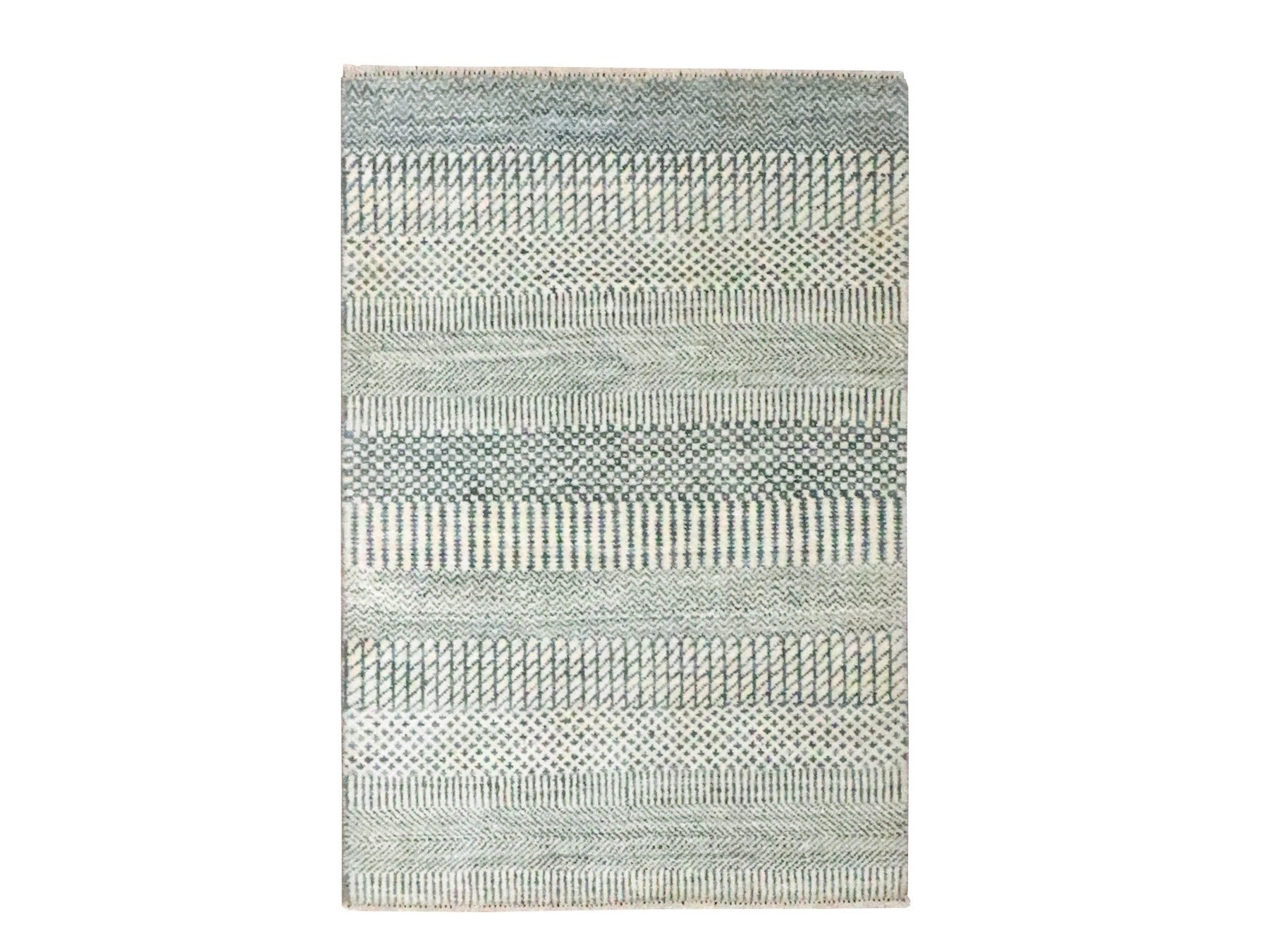 Grey 2'0" x 3'0" Modern and Contemporary Hand knotted Wool/Silk Rug - Sku: O076616
