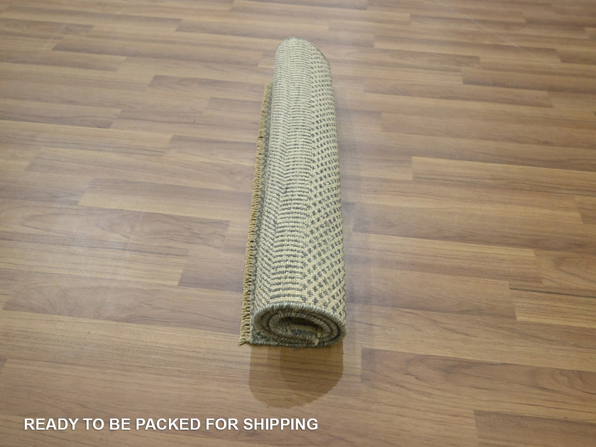 Modern / Contemporary hand-knotted wool/silk rug in Gray, 2' x 3' — SKU O076616 (view 5)