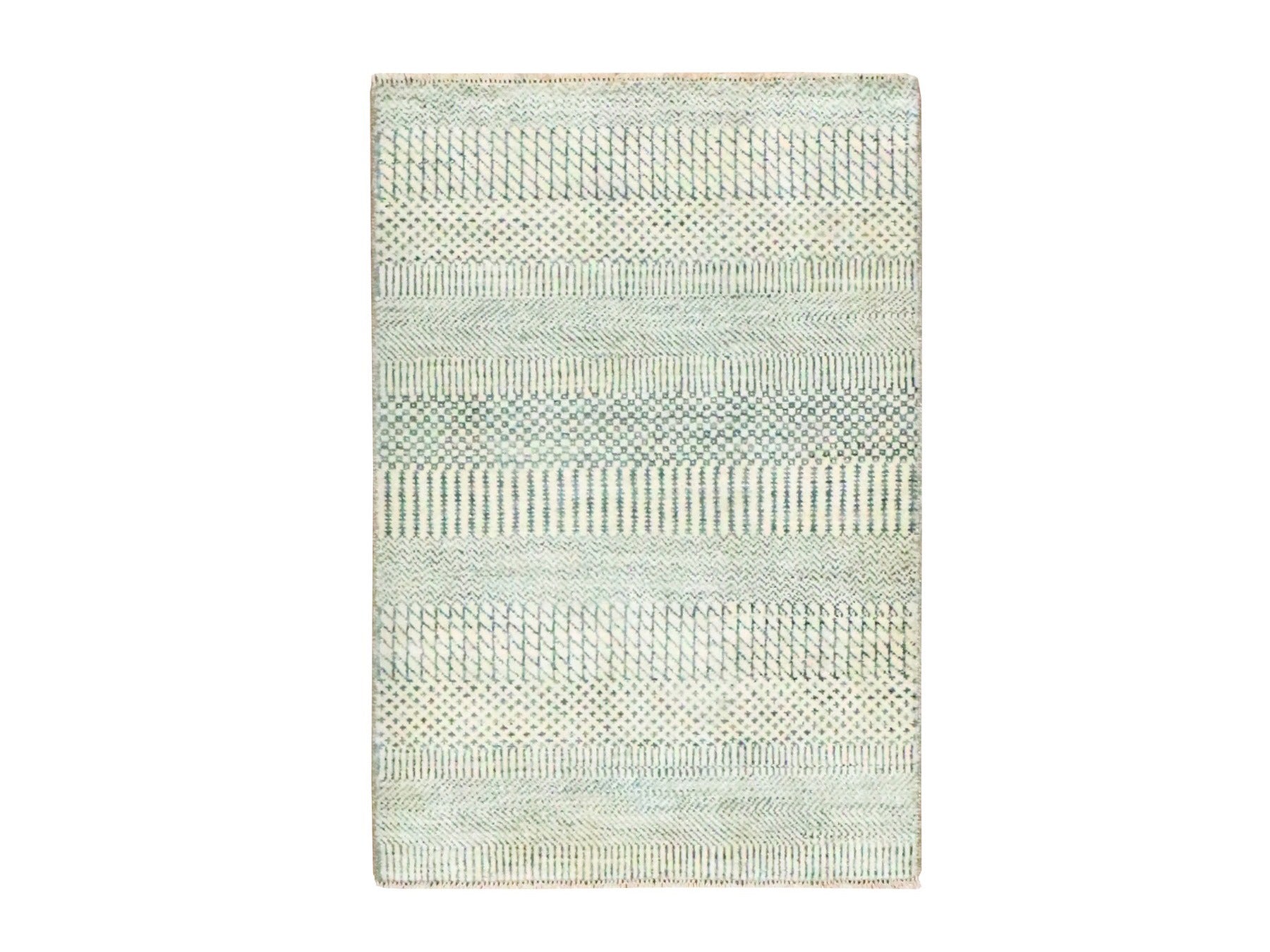 Modern / Contemporary hand-knotted wool rug in Gray, 2' x 3' — SKU O076617