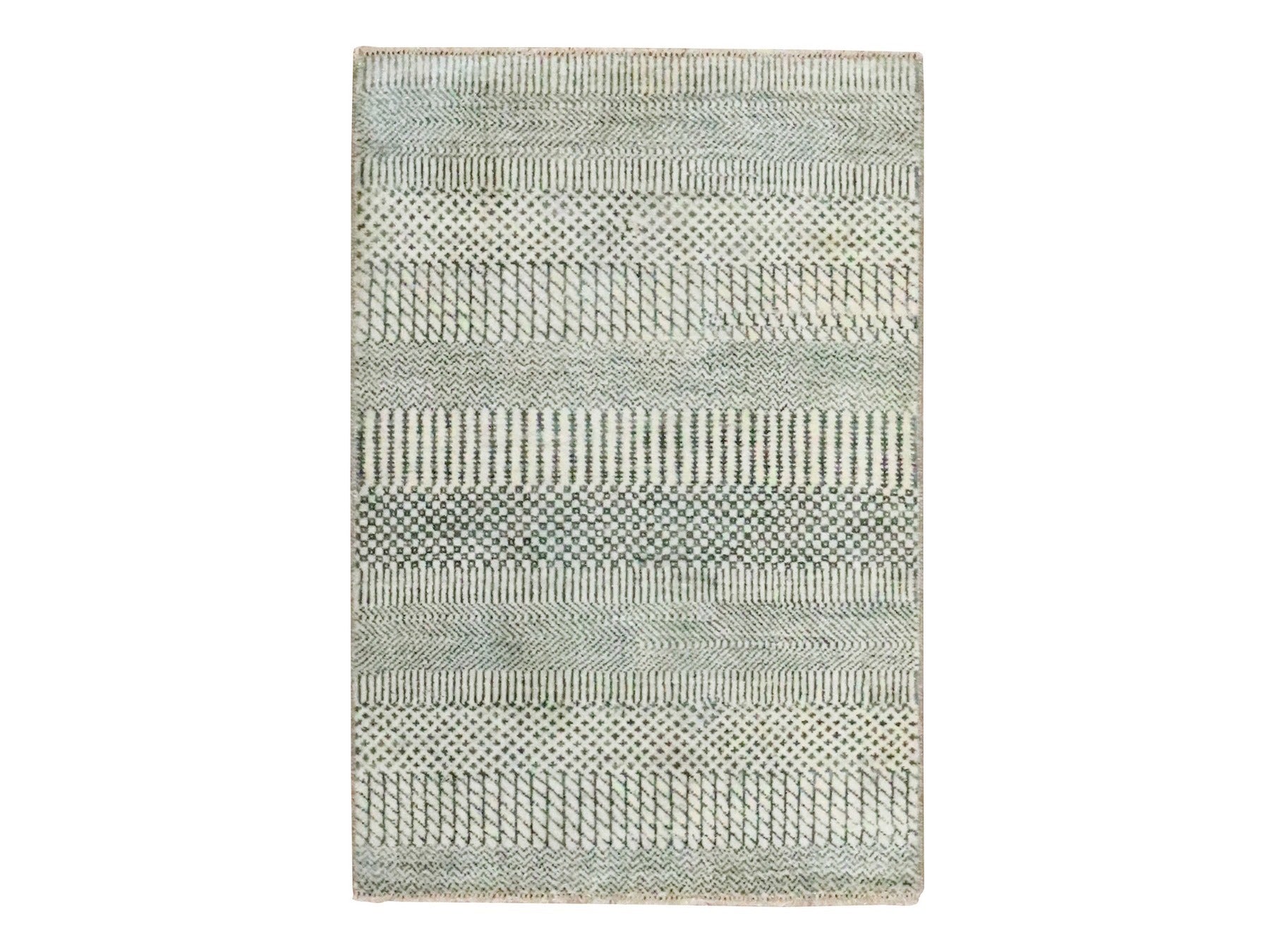 Grey 2'0" x 3'0" Modern and Contemporary Hand knotted Wool Rug - Sku: O076619