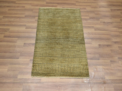Brown 2'0" x 3'0" Modern and Contemporary Hand knotted Wool Rug - Sku: O076621