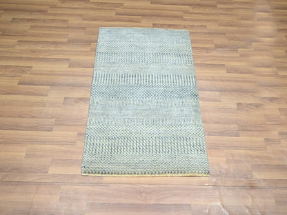 Blue 2'0" x 3'0" Modern and Contemporary Hand knotted Wool Rug - Sku: O076624