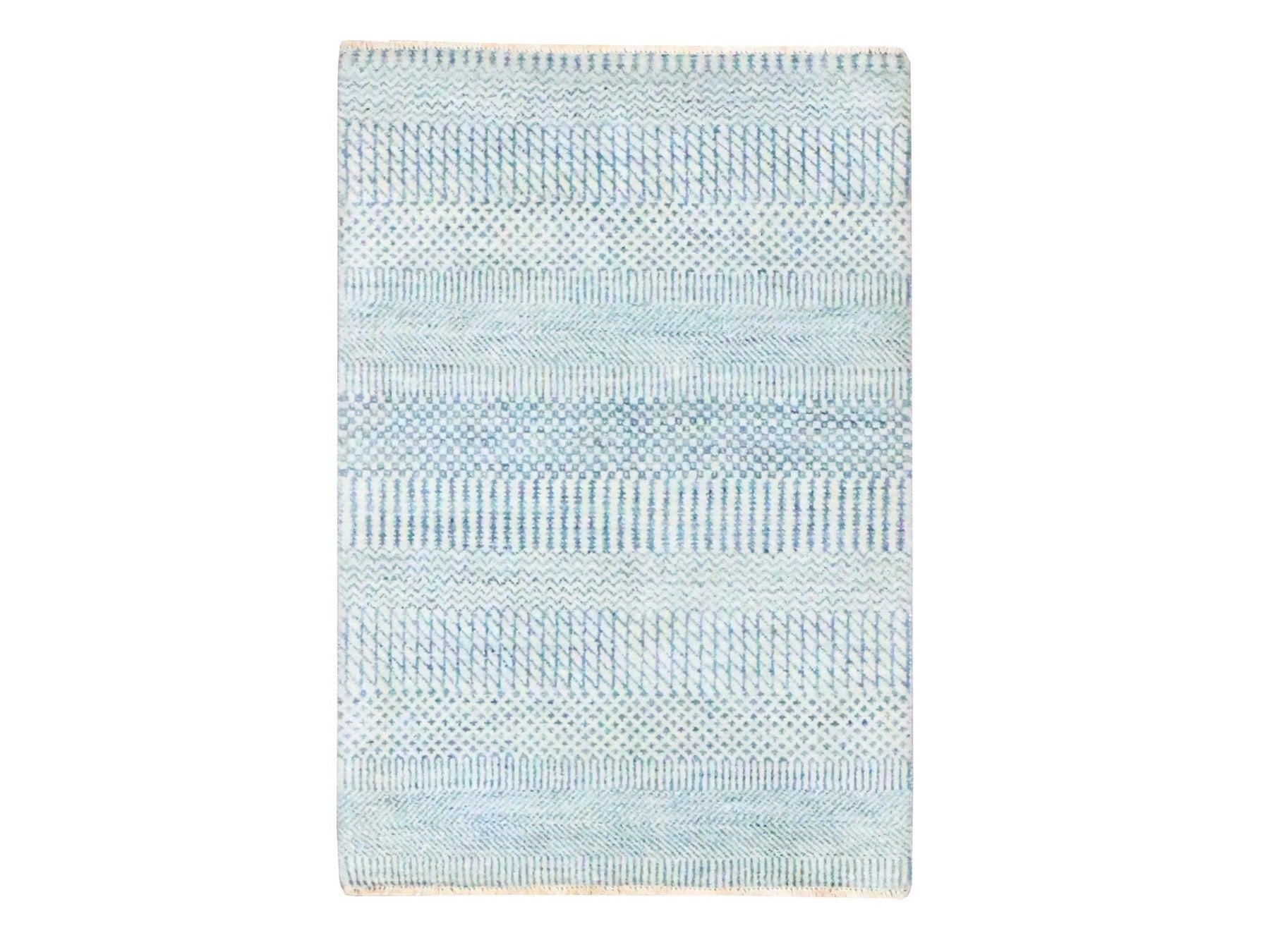 Blue 2'0" x 3'0" Modern and Contemporary Hand knotted Wool Rug - Sku: O076625