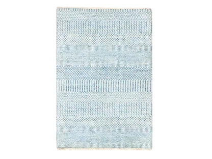 Blue 2'0" x 3'0" Modern and Contemporary Hand knotted Wool Rug - Sku: O076625
