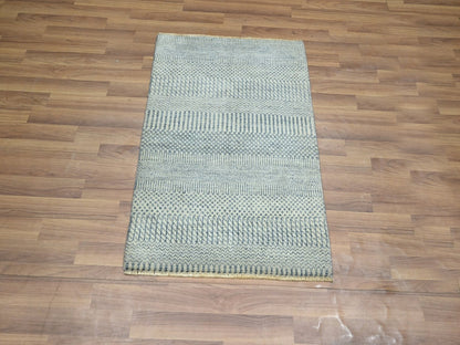 Blue 2'0" x 3'0" Modern and Contemporary Hand knotted Wool Rug - Sku: O076625