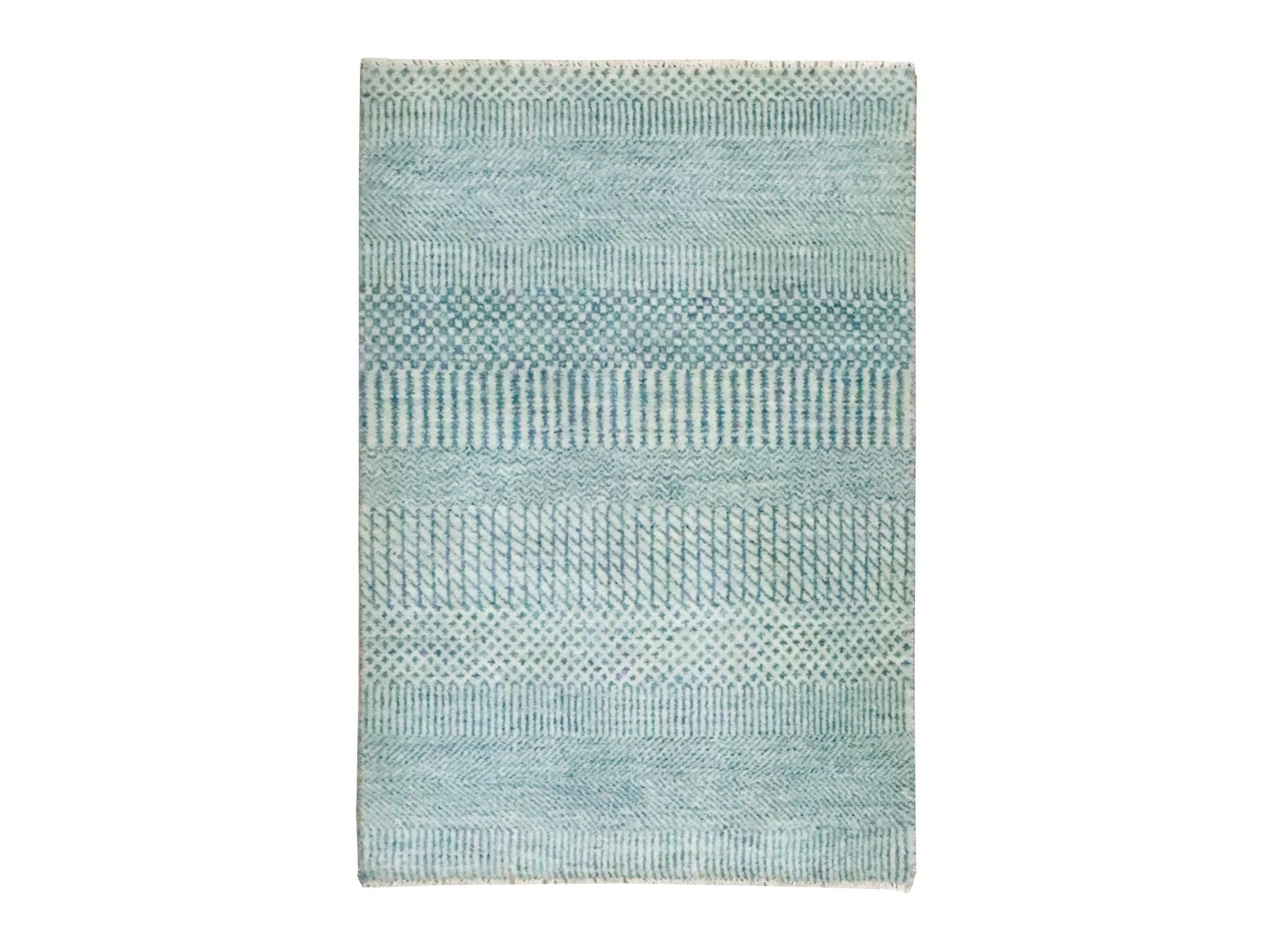 Blue 2'0" x 3'0" Modern and Contemporary Hand knotted Wool Rug - Sku: O076627