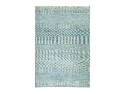 Blue 2'0" x 3'0" Modern and Contemporary Hand knotted Wool Rug - Sku: O076627