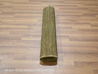 Brown 2'0" x 3'0" Modern and Contemporary Hand knotted Wool Rug - Sku: O076631