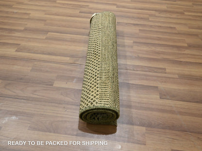 Brown 2'0" x 3'0" Modern and Contemporary Hand knotted Wool Rug - Sku: O076633
