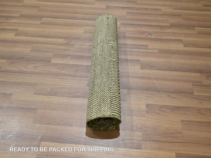 Beige 2'0" x 3'0" Modern and Contemporary Hand knotted Wool Rug - Sku: O076634