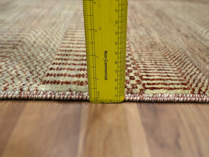 Red 2'0" x 3'0" Modern and Contemporary Hand knotted Wool Rug - Sku: O076636