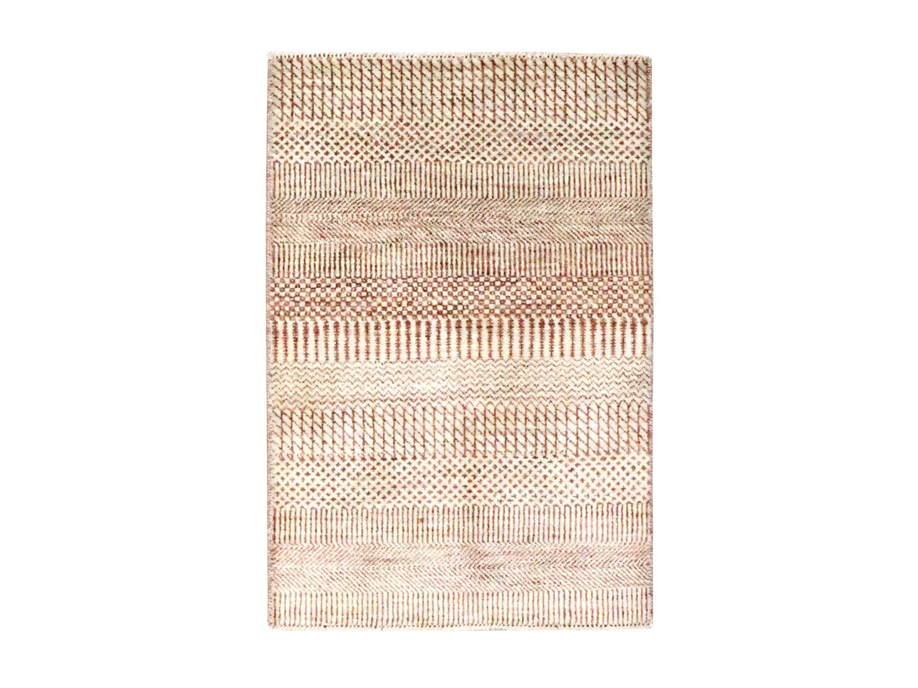 Modern / Contemporary hand-knotted wool rug in Red, 2' x 3' — SKU O076637