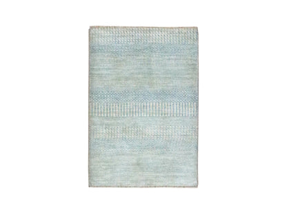Blue 2'0" x 3'0" Modern and Contemporary Hand knotted Wool Rug - Sku: O076639