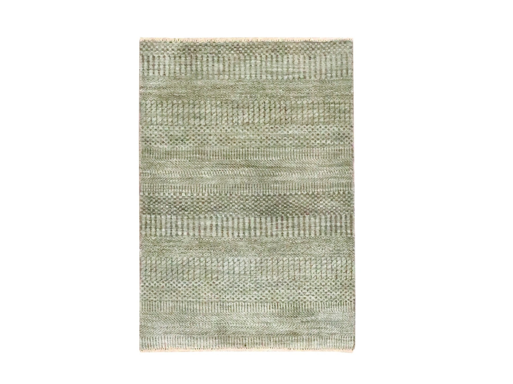 Grey 2'0" x 3'0" Modern and Contemporary Hand knotted Wool Rug - Sku: O076641