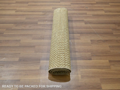 Beige 2'0" x 3'0" Modern and Contemporary Hand knotted Wool Rug - Sku: O076642