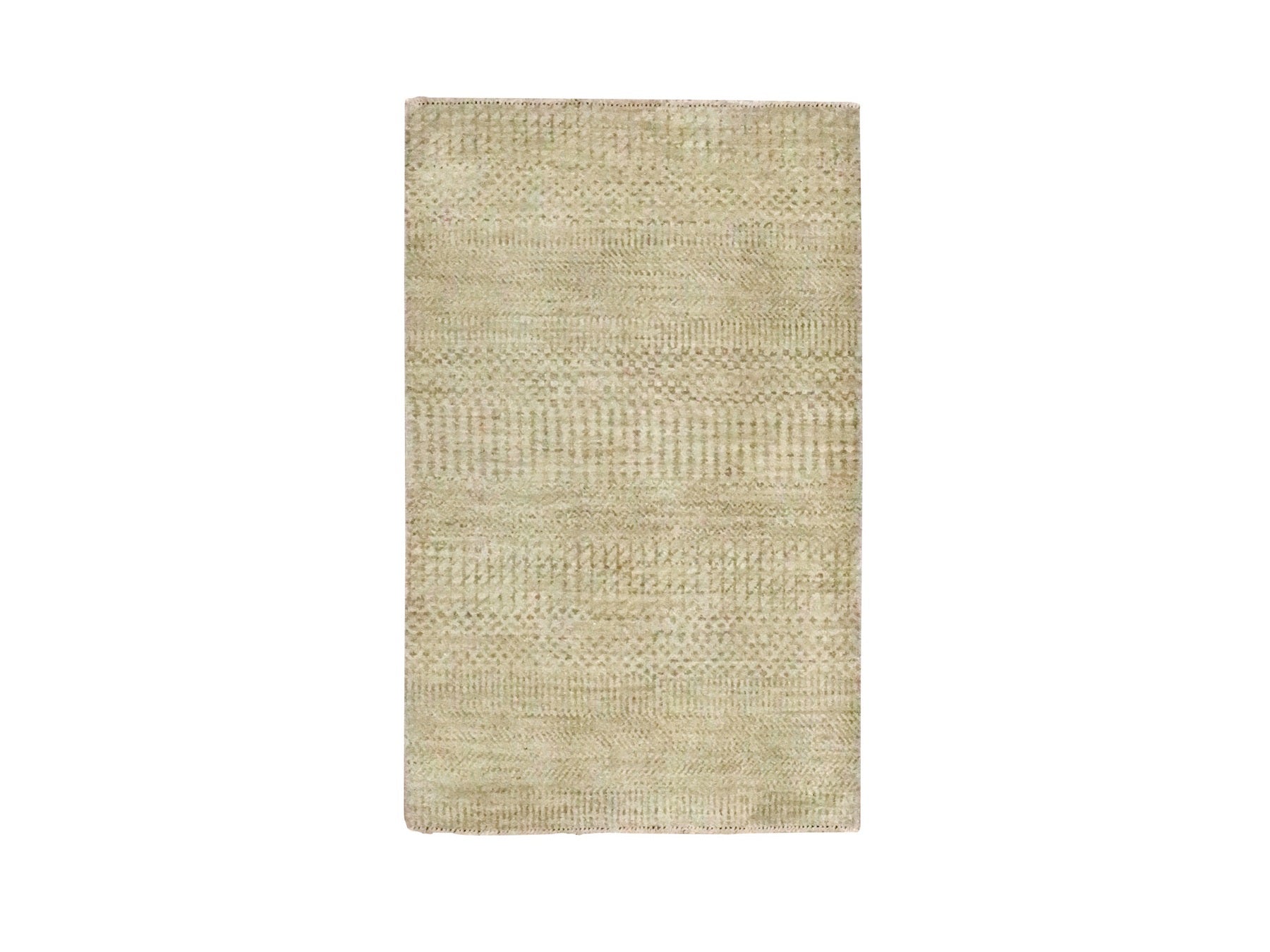 Beige 2'0" x 3'0" Modern and Contemporary Hand knotted Wool Rug - Sku: O076644