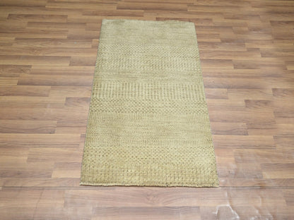 Beige 2'0" x 3'0" Modern and Contemporary Hand knotted Wool Rug - Sku: O076644