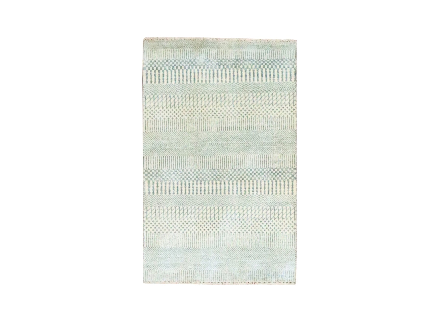 Beige 2'0" x 3'0" Modern and Contemporary Hand knotted Wool Rug - Sku: O076645
