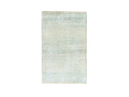 Beige 2'0" x 3'0" Modern and Contemporary Hand knotted Wool Rug - Sku: O076645