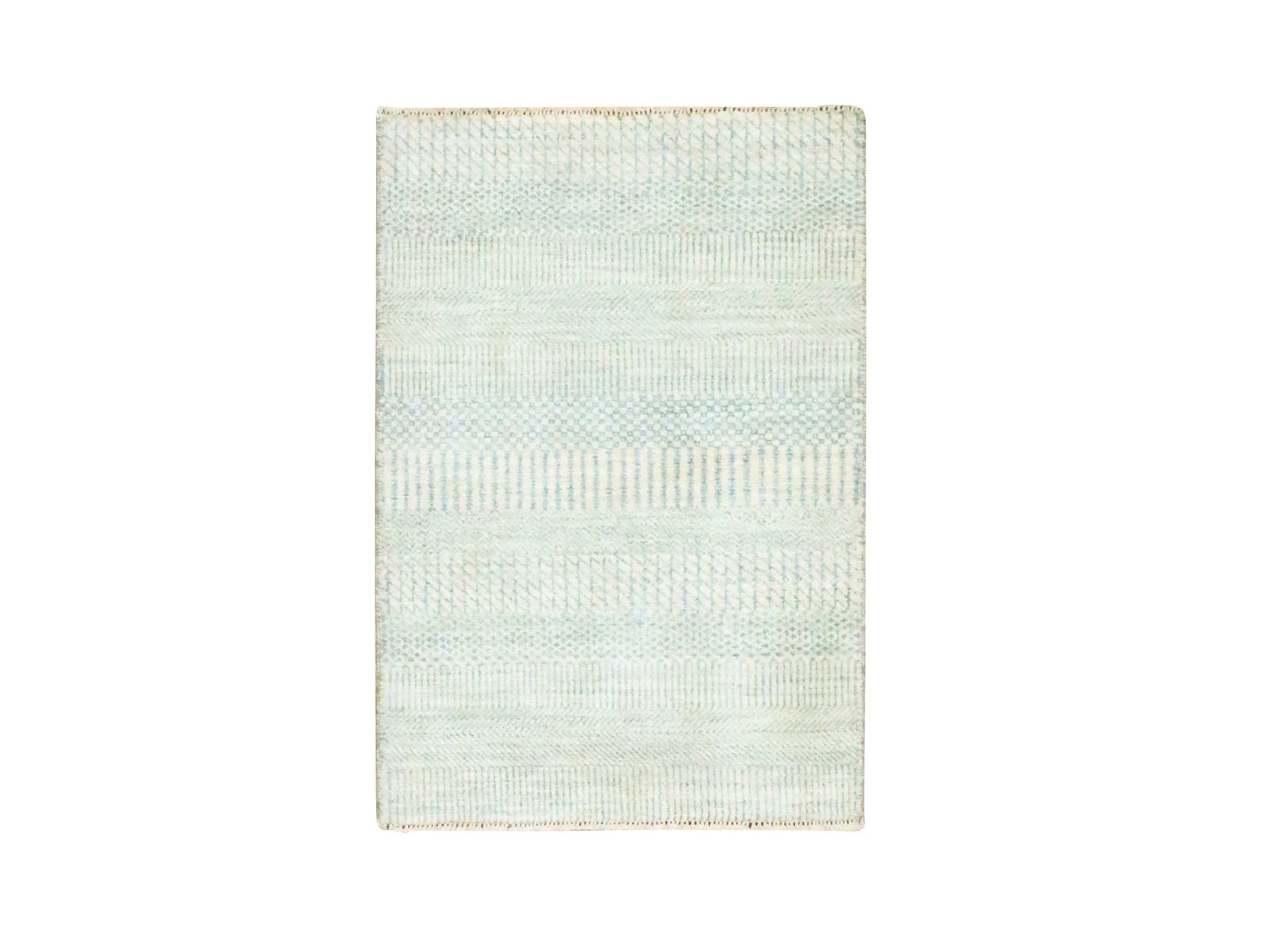 Beige 2'0" x 3'0" Modern and Contemporary Hand knotted Wool Rug - Sku: O076646