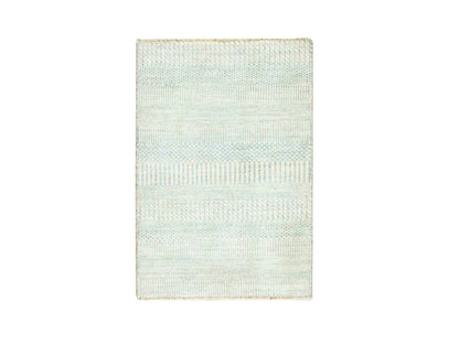 Beige 2'0" x 3'0" Modern and Contemporary Hand knotted Wool Rug - Sku: O076646