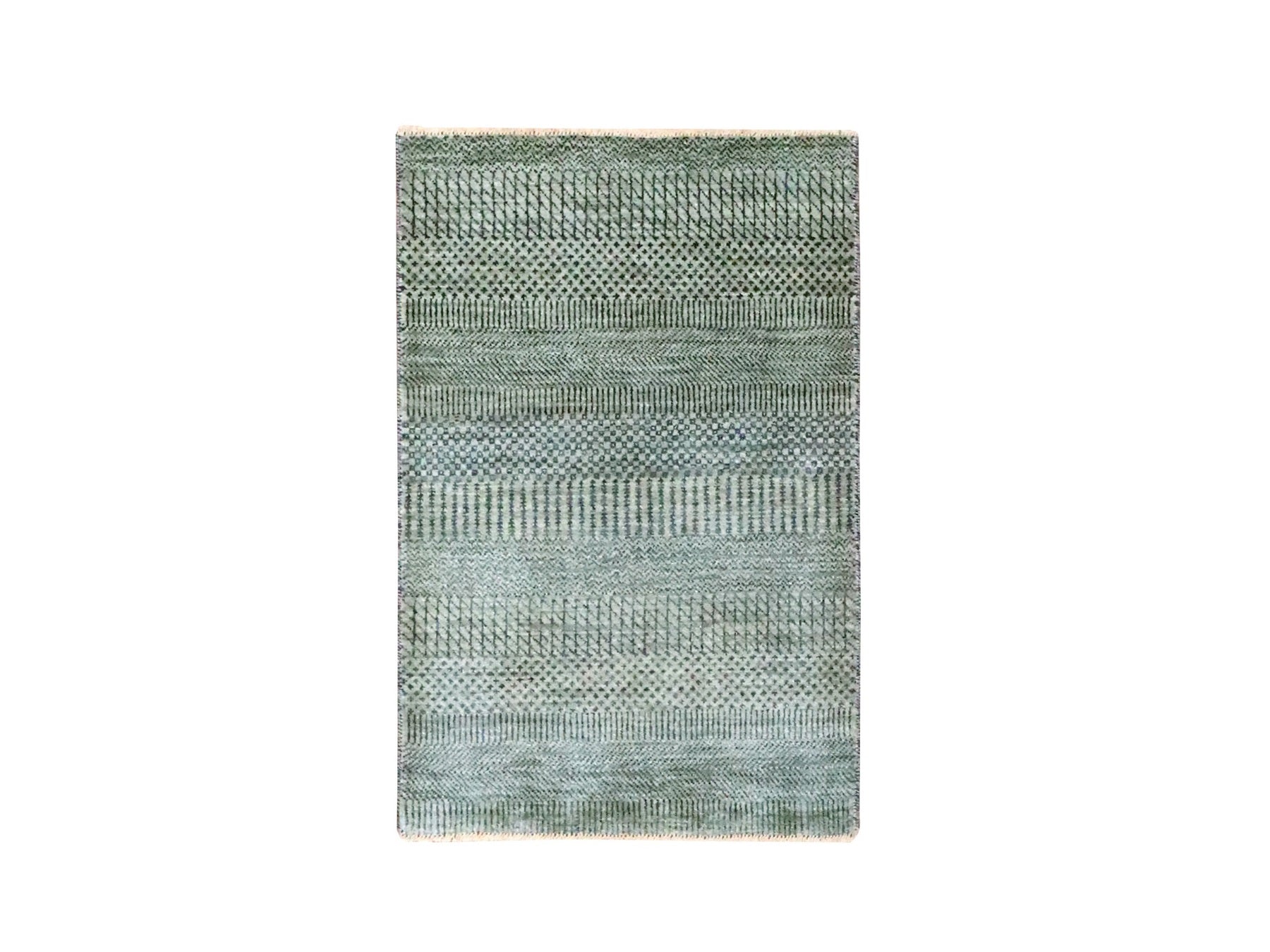 Grey 2'0" x 3'0" Modern and Contemporary Hand knotted Wool Rug - Sku: O076647