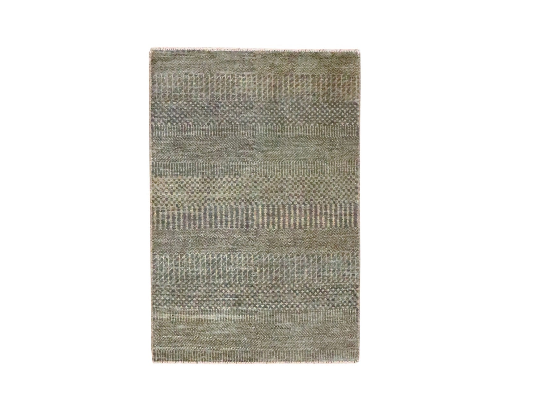 Brown 2'0" x 3'0" Modern and Contemporary Hand knotted Wool Rug - Sku: O076649