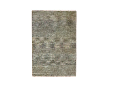 Brown 2'0" x 3'0" Modern and Contemporary Hand knotted Wool Rug - Sku: O076649
